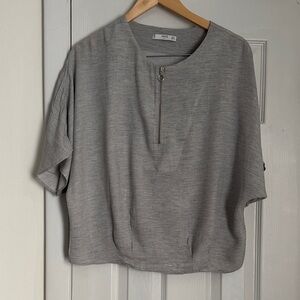 Mango Gray Blouse with Zipper Detail